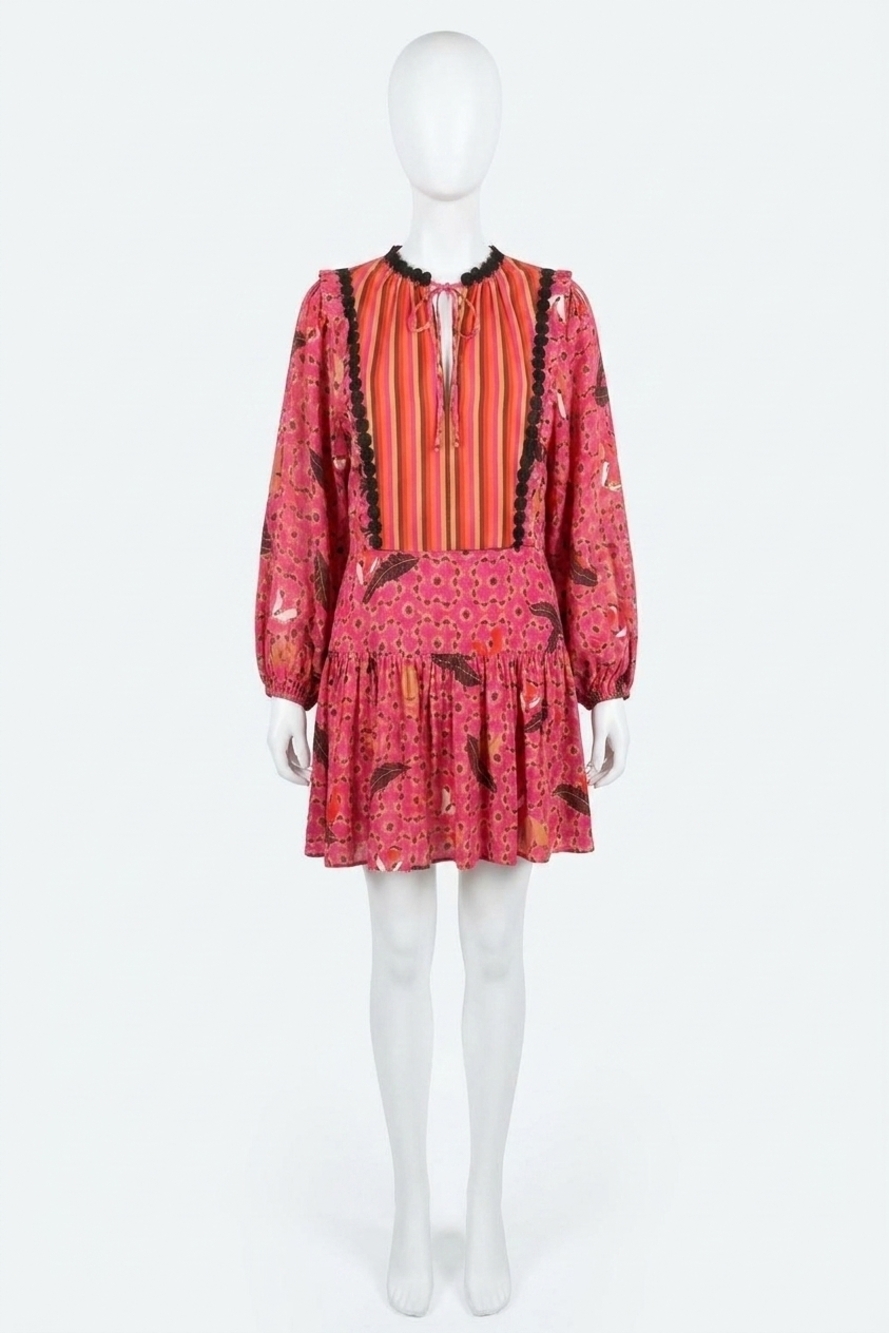 NEW EMILY LOVELOCK mandy mix dress in beetroot